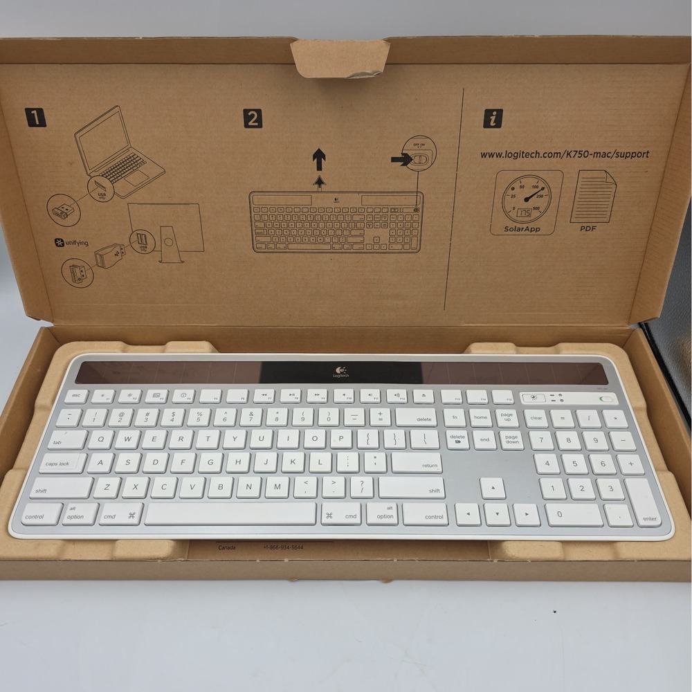 Logitech K750 Wireless Solar Keyboard for Mac Silver Open Box